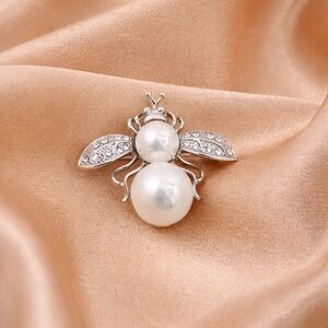 Silver Pearl Bee Brooch
